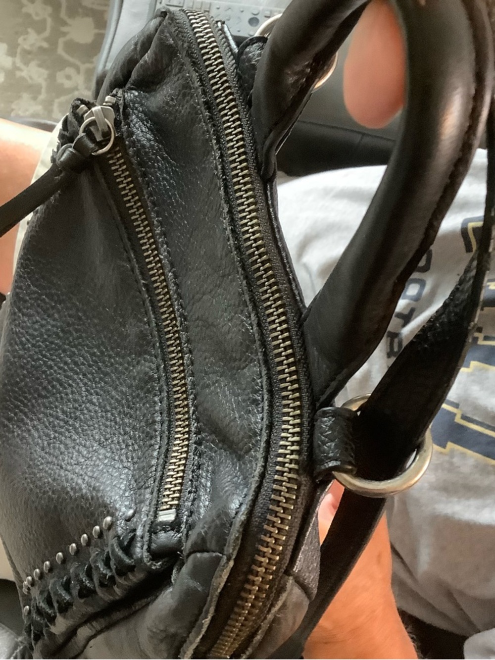 The Sak Black Leather Convertible Backpack Purse with Braided Trim - Picture 6 of 12